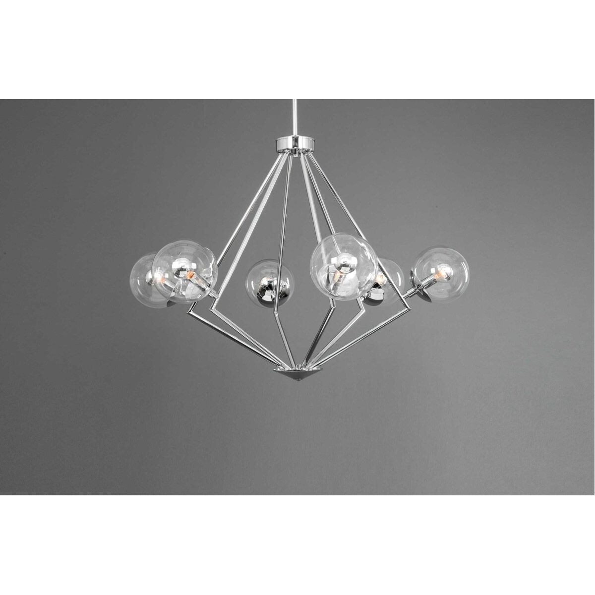 Mod 6 Light 34 inch Polished Chrome Chandelier Ceiling Light, Design Series